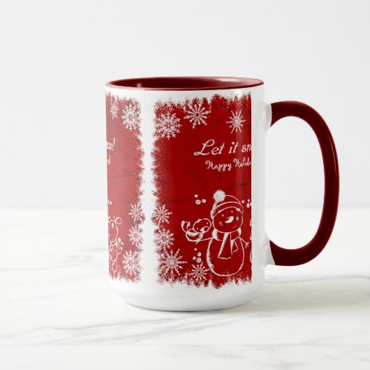 Mug Chalk Rouge Et Blanc Snowman - Laisser Neiger (Droite)