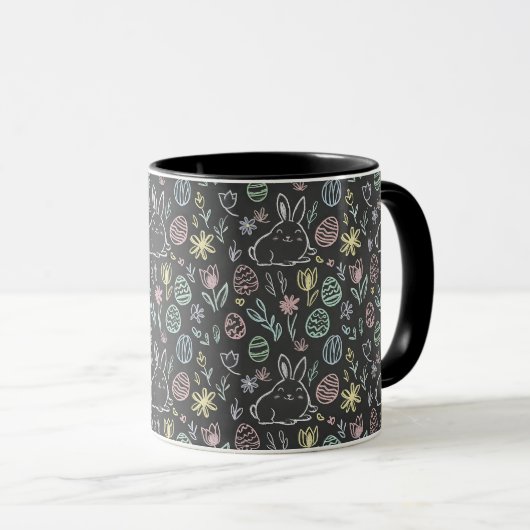 Mug Chalkboard Easter Bunny Doodle Pattern (Devant droit)