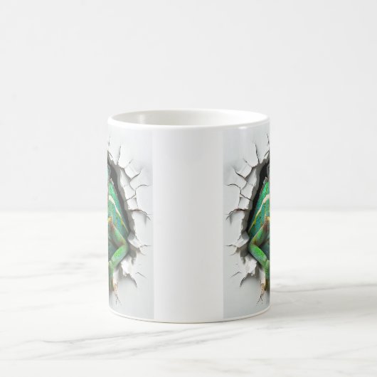 Mug Chameleon Émergé De Mur Blanc Avec Effet 3D (Centre)