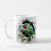 Mug Chameleon Émergé De Mur Blanc Avec Effet 3D (Gauche)