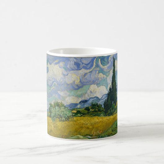 Mug Champ de blé avec Cyprès par Vincent van Gogh (Centre)