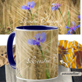 Mug Champ de blé d'été avec fleurs bleues