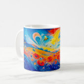 Mug Champ de coquelicots rouges et bleus abstraits ave (Devant gauche)