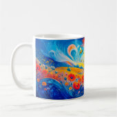 Mug Champ de coquelicots rouges et bleus abstraits ave (Gauche)