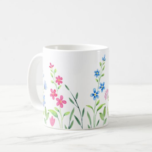 Mug Champ de Fleurs sauvages d'aquarelle mixte (Devant gauche)