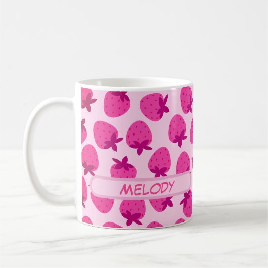 Mug champ de fraise rose été nature fruit initial (Gauche)