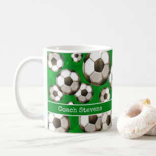 Mug Champ de soccer vert personnalisé   Boules de foot