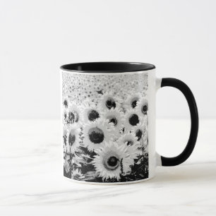 Mug Champ de tournesols - noir, blanc et gris