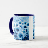 Mug Champ de tournesols - nuances de bleu (Devant gauche)
