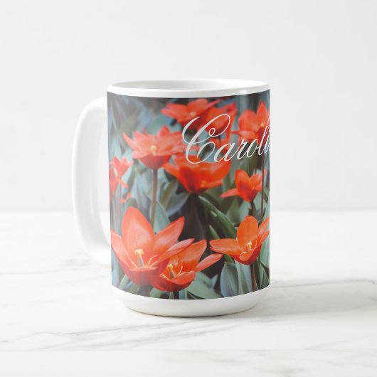 Mug Champ de tulipe rouge (Devant gauche)