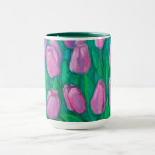 Mug Champ de tulipes roses, Fleurs de printemps peintu (Centre)