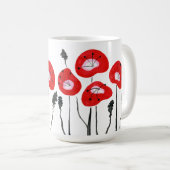 Mug Champ rouge moderne de pavots Cadeau floral Abstra (Devant droit)