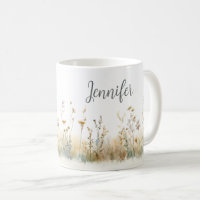 Champ rustique de fleurs sauvages monogramme