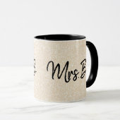 Mug Champagne Crème personnalisée Mrs Initial Glitter (Devant droit)