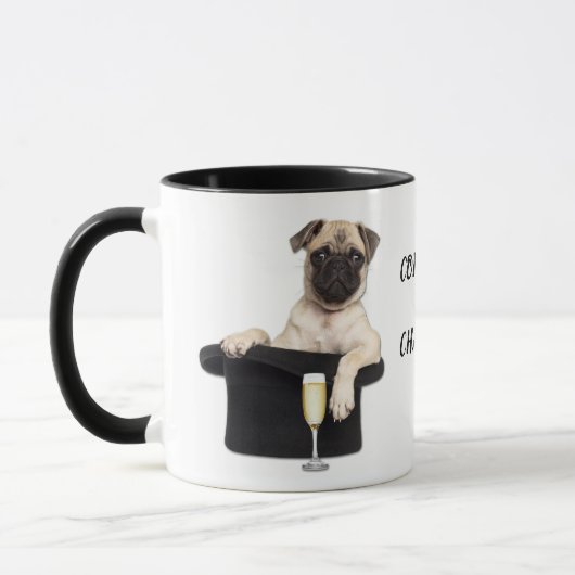 Mug Champagne de Carlin amusant plus tard (Gauche)