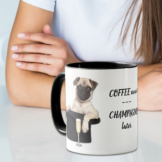 Mug Champagne de Carlin amusant plus tard