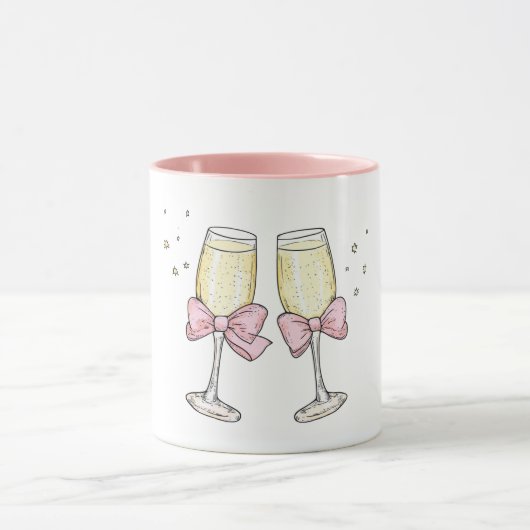 Mug Champagne with Bows Cheers (Centre)