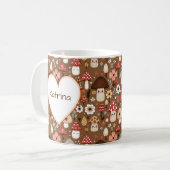 Mug Champignons adorables avec monogramme de style cot (Devant gauche)