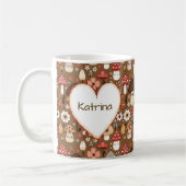 Mug Champignons adorables avec monogramme de style cot (Gauche)