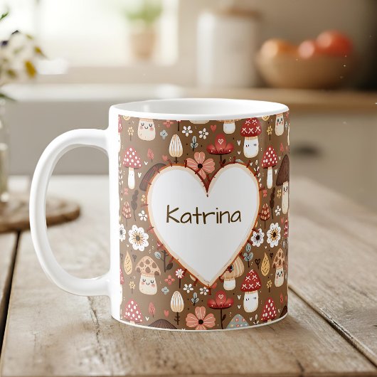 Mug Champignons adorables avec monogramme de style cot