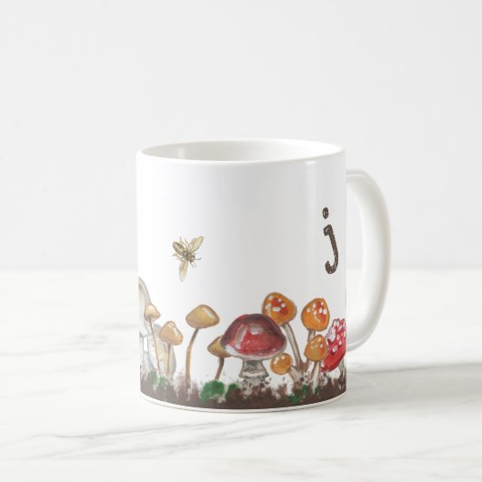 Mug Champignons Art Automne Automne Nature Monogramme (Devant droit)