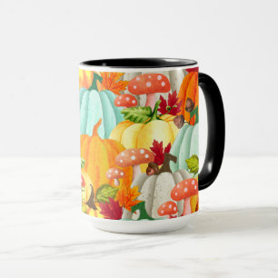 Mug Champignons Citrouille Et Feuilles D'Automne