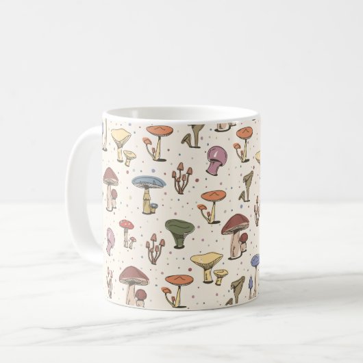 Mug Champignons colorés Doodle Motif (Devant gauche)