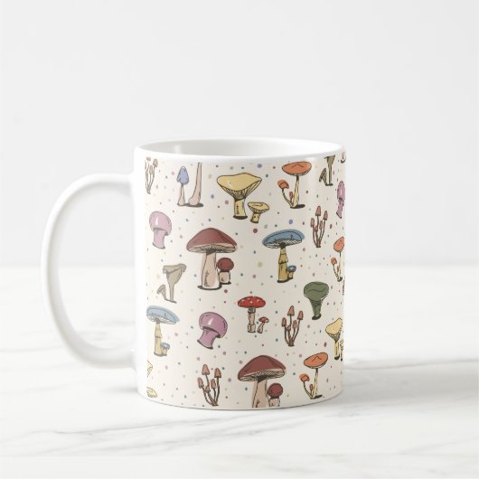 Mug Champignons colorés Doodle Motif (Gauche)