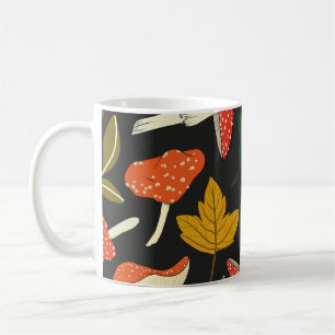 Mug Champignons colorés, feuille, couleur vintage.