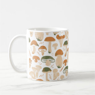 Mug Champignons comestibles sans couture motif. Linocu
