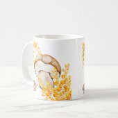 Mug Champignons d'automne, escargots et branches jaune (Devant gauche)