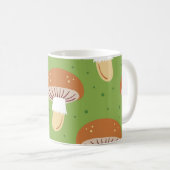 Mug Champignons d'automne : motif sans couture verte. (Devant droit)