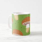 Mug Champignons d'automne : motif sans couture verte. (Devant gauche)