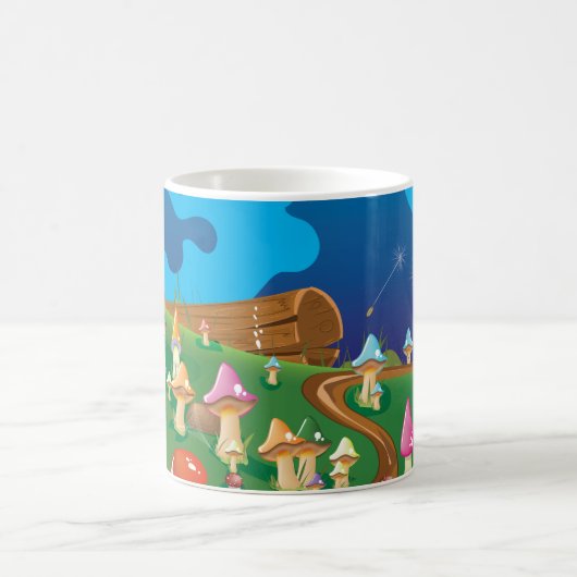 Mug Champignons de dessin animé dans une prairie (Centre)
