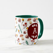 Mug Champignons d'hiver et Monogramme de feuillage (Devant droit)