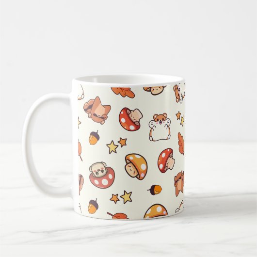 Mug Champignons et animaux de Kawaii - Crème (Gauche)