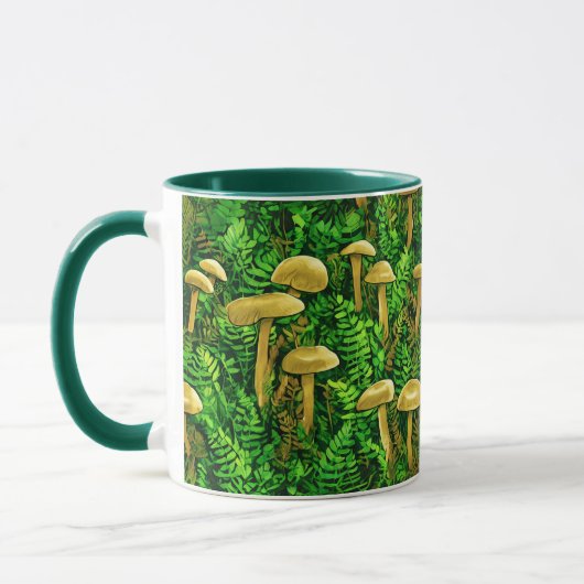 Mug Champignons et fougères sur le sol forestier (Gauche)