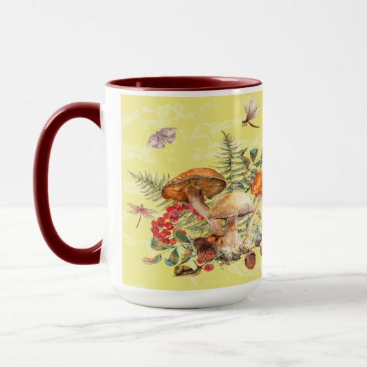 Mug Champignons, libellules, papillons et escargots (Gauche)