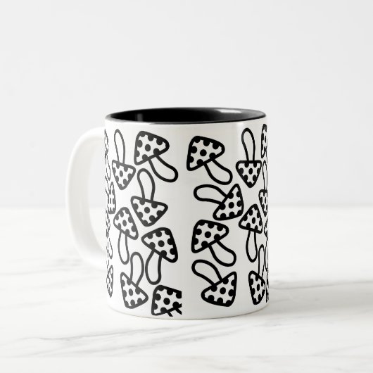 Mug Champignons noirs et blancs (Devant gauche)