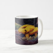 Mug Champignons oranges jaunes sur un bois profond log (Devant droit)