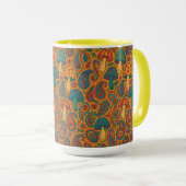 Mug Champignons psychédéliques rétro et Motif Paisley (Devant droit)