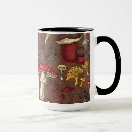 Mug Champignons sauvages sur brun (Droite)
