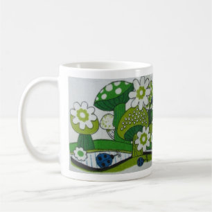 Mug Champignons verts des années 1970 avec coccinelle 
