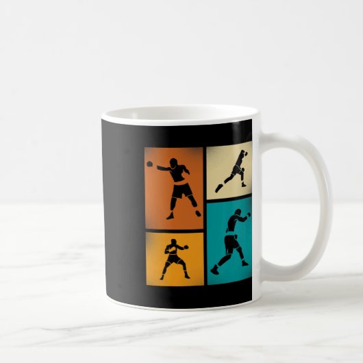 Mug Champion de boxe Silhouette Retro Style Art (Droite)