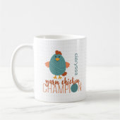 Mug Champion de poulet turquoise et rouille (Gauche)