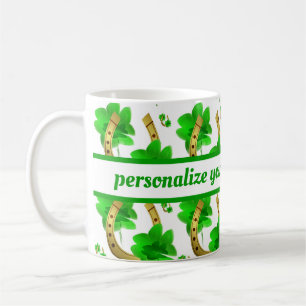 Mug chance, fer à cheval, bon, chanceux, fortune, bois