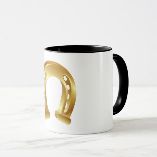 Mug Chanceux fer à cheval doré (Devant droit)
