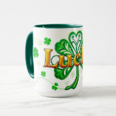 Mug Chanceux Texte Motif Trèfle St Patrick (Devant gauche)