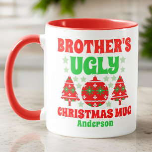 Mug Chandail de Noël moche de frère personnalisé
