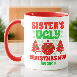 Mug Chandail de Noël moche de Soeur personnalisée